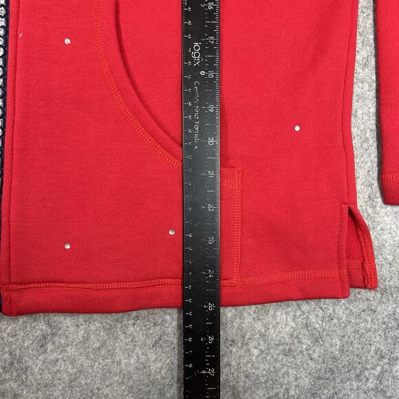 Vintage Quacker Factory Jacket Womens Medium Red Navy Blue Full Zip Rhinestone - Picture 3 of 8